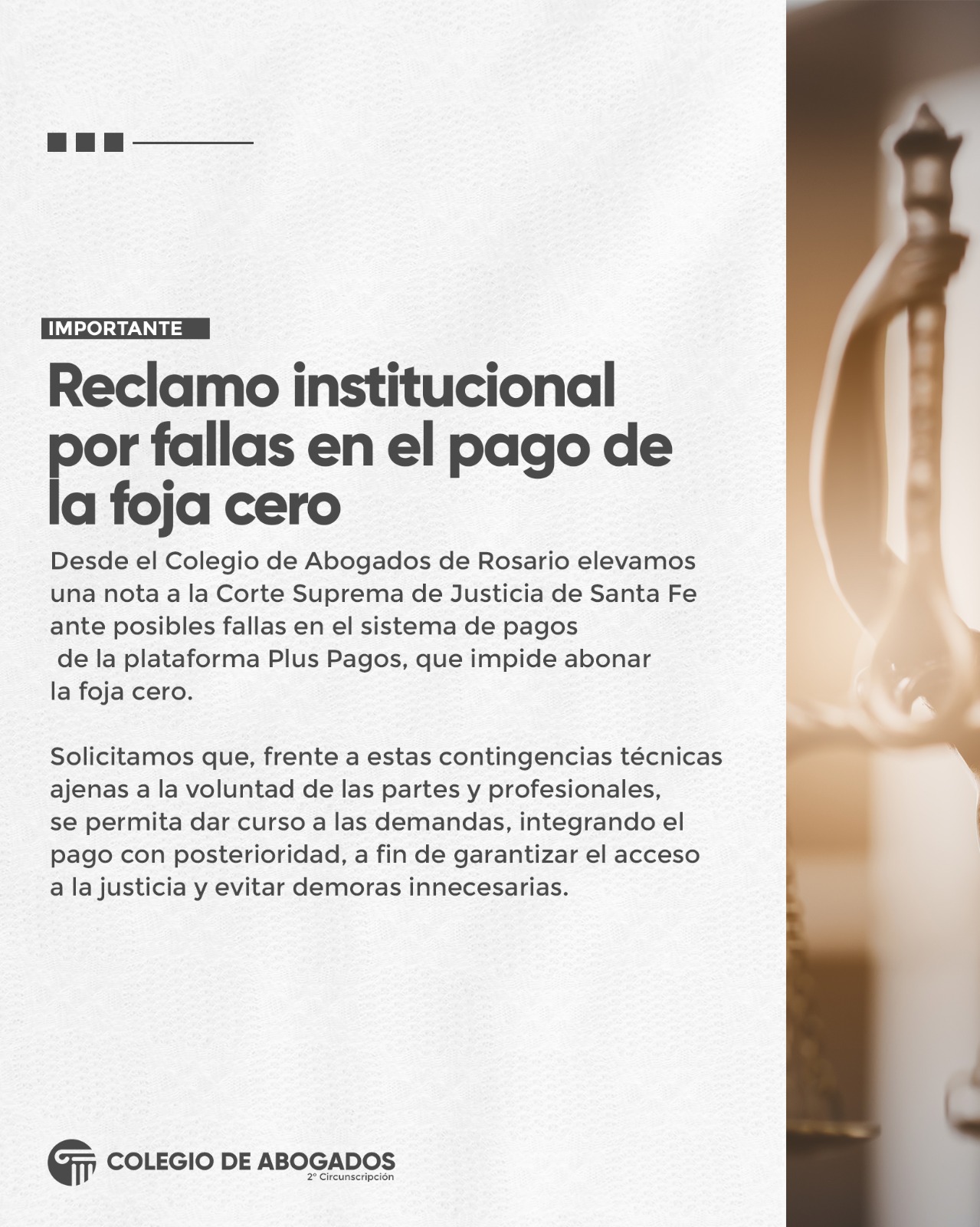 Reclamo institucional ante posibles fallas en el Sistema de pagos